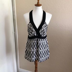 Silk black & white halter top